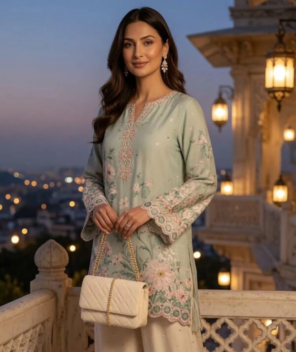 Niazella Mint Blossom Embroidered Co-Ord Set